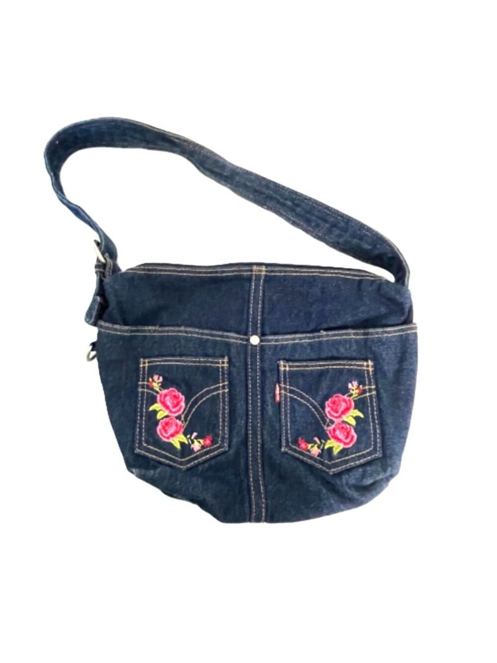 Vintage Levi's Embroidered Rose Denim Shoulder Bag Red Tag Y2K Boho Like New